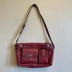 Brighton shoulder bag red crocodile print Vintage cell phone